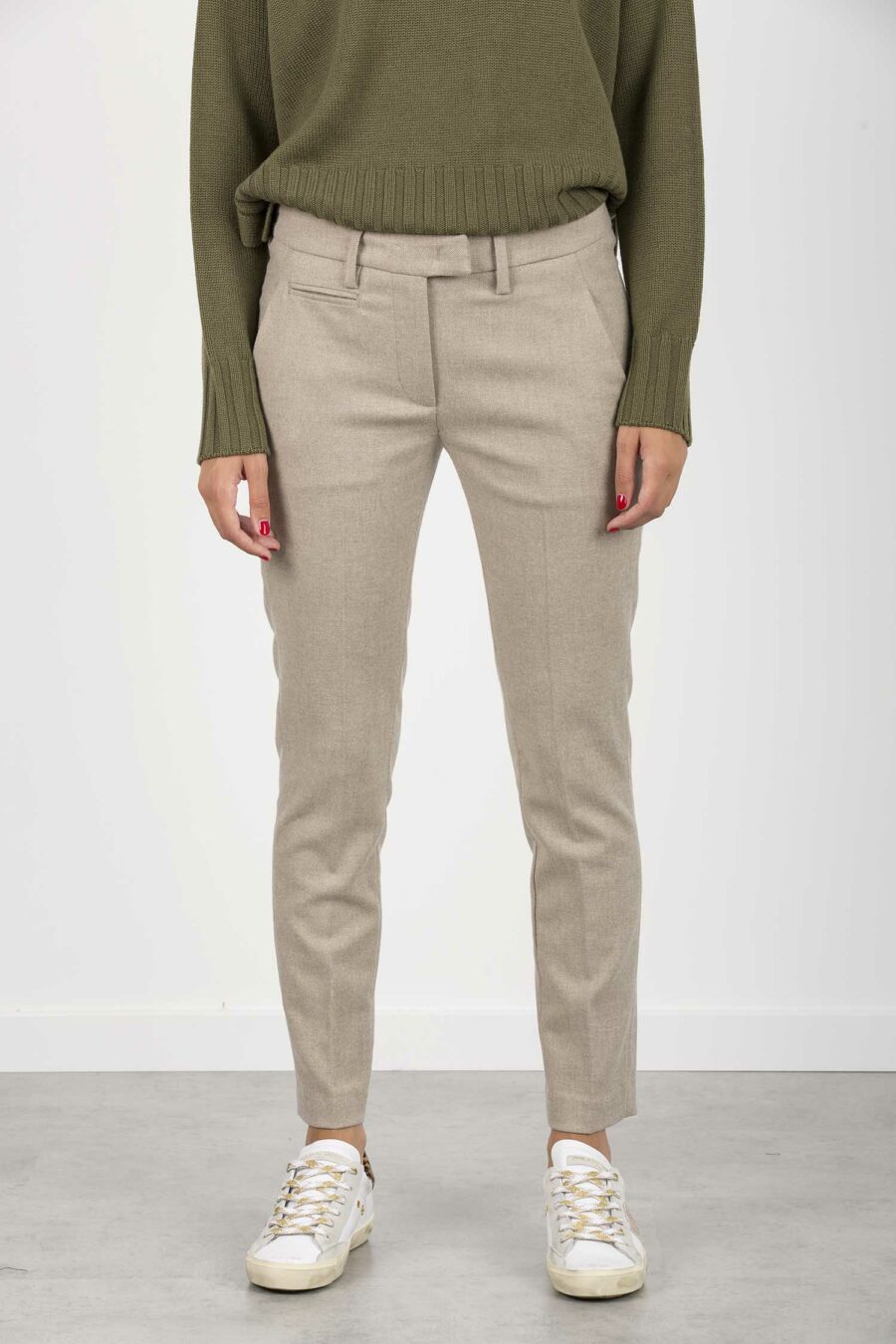 DONDUP-PANTALONE PERFECT TRICOTINA-DDDP066WS0107D BEI