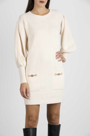 ELISABETTA FRANCHI-ABITO DI MAGLIA-EFAM38S16E2 BURRO