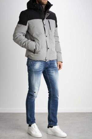 YES ZEE-GIUBBINO TRAPUNTATO CON CAPPUCCIO BICOLOR-ESJ819NTBI GRIGIO