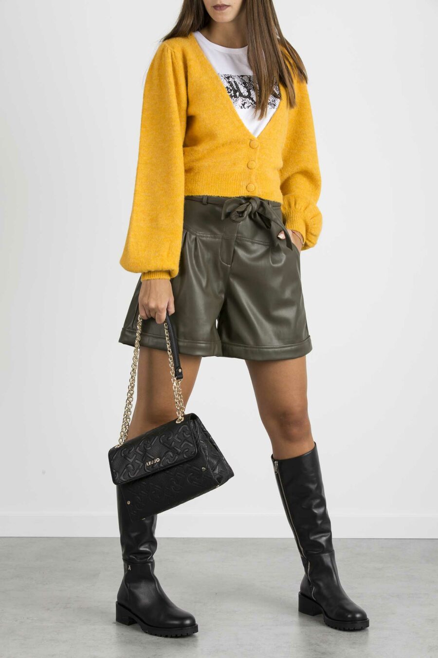 LIU JO-PANTALONE SHORT SPALMATO-LJWF1491E0392 VERDE
