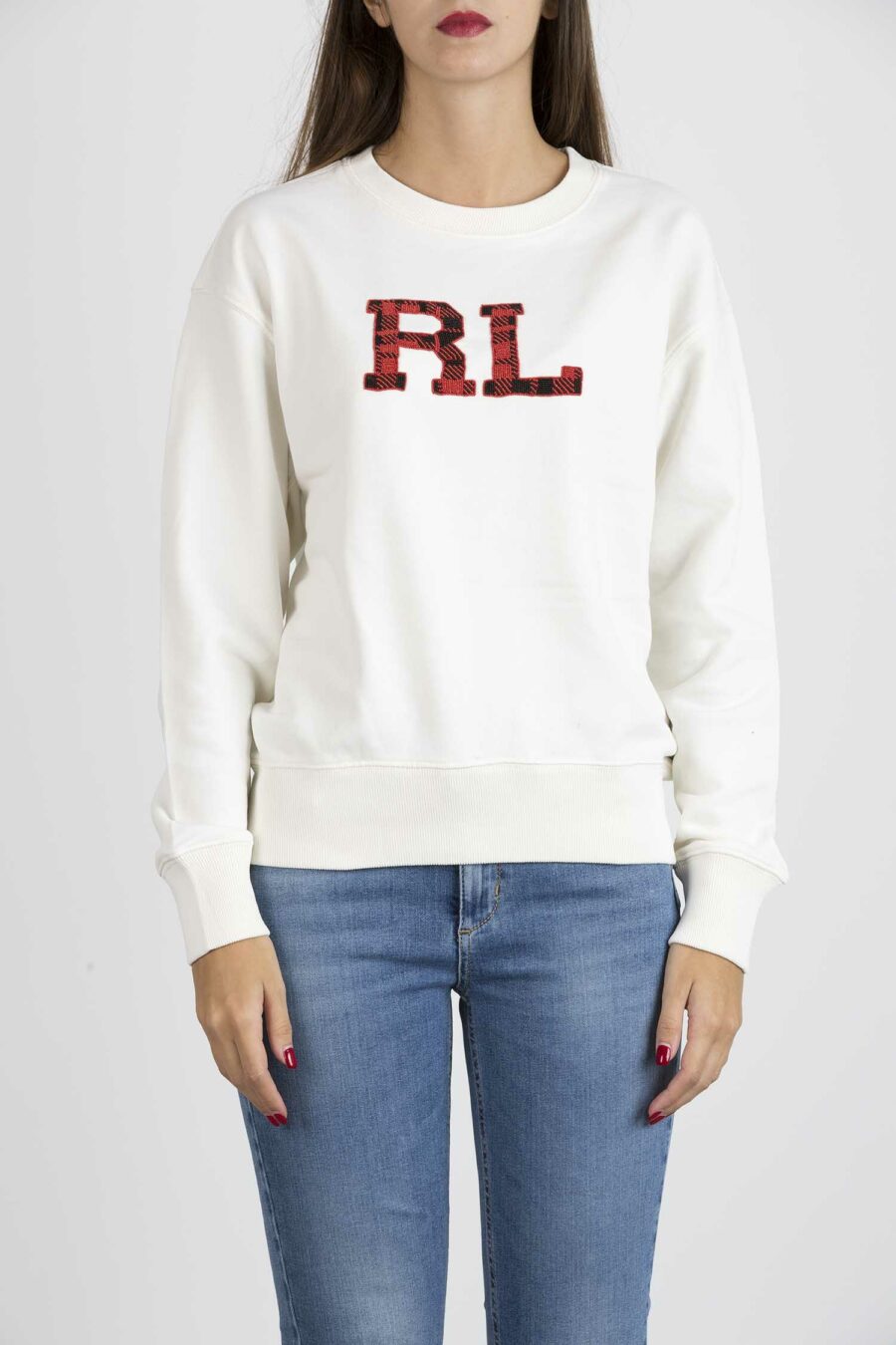 RALPH LAUREN-FELPA CHIUSA GIROCOLLO-RL847424 PANNA