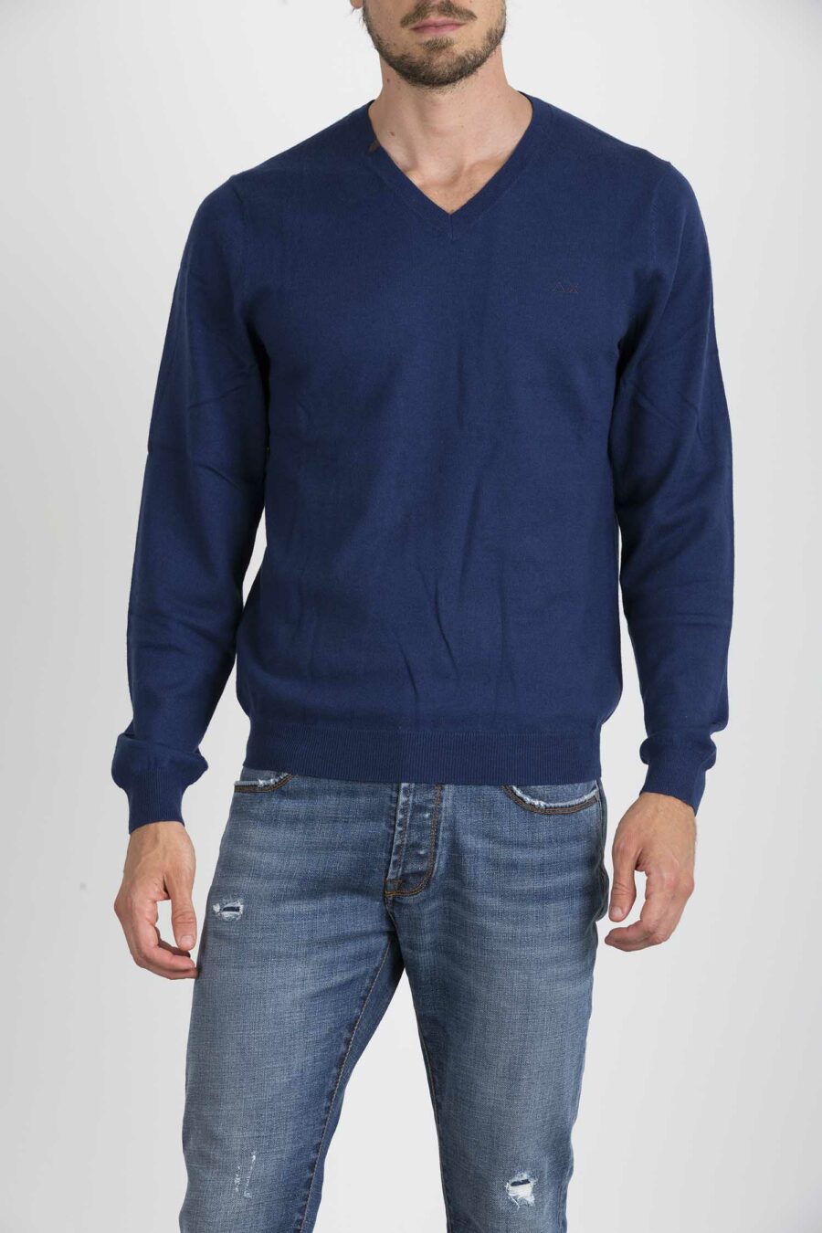 SUN68-MAGLIONE SCOLLO V-SNK41102 BLU