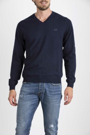 SUN68-MAGLIONE SCOLLO V-SNK41102 NAVY