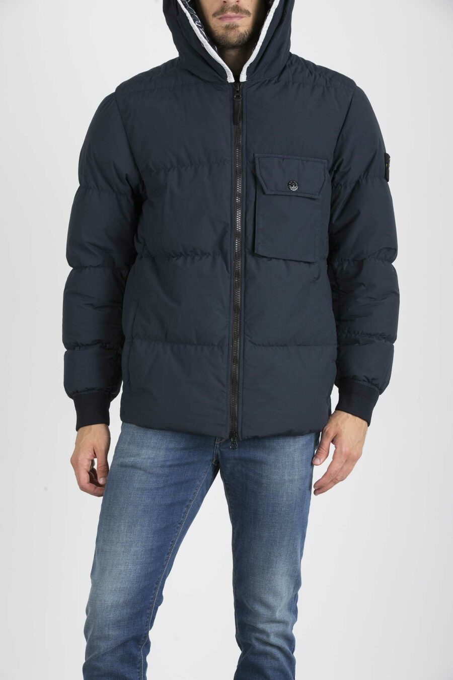 STONE ISLAND-PIUMINO CON COLLO NYLON-ST43432 BLU