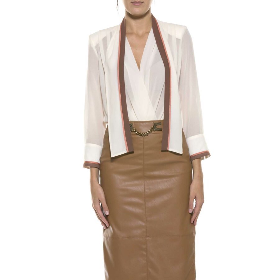 ELISABETTA FRANCHI-CAMICIA BODY-EFCB01006E2 BURRO
