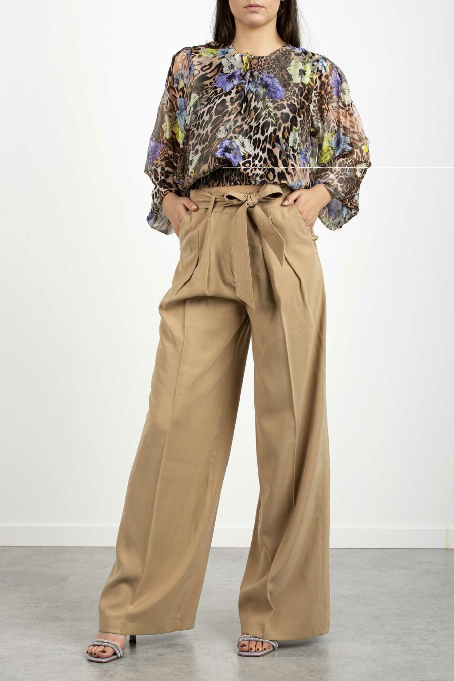 LIU JO-PANTALONE PALAZZO-LJWA2157TS046 CAMMELLO