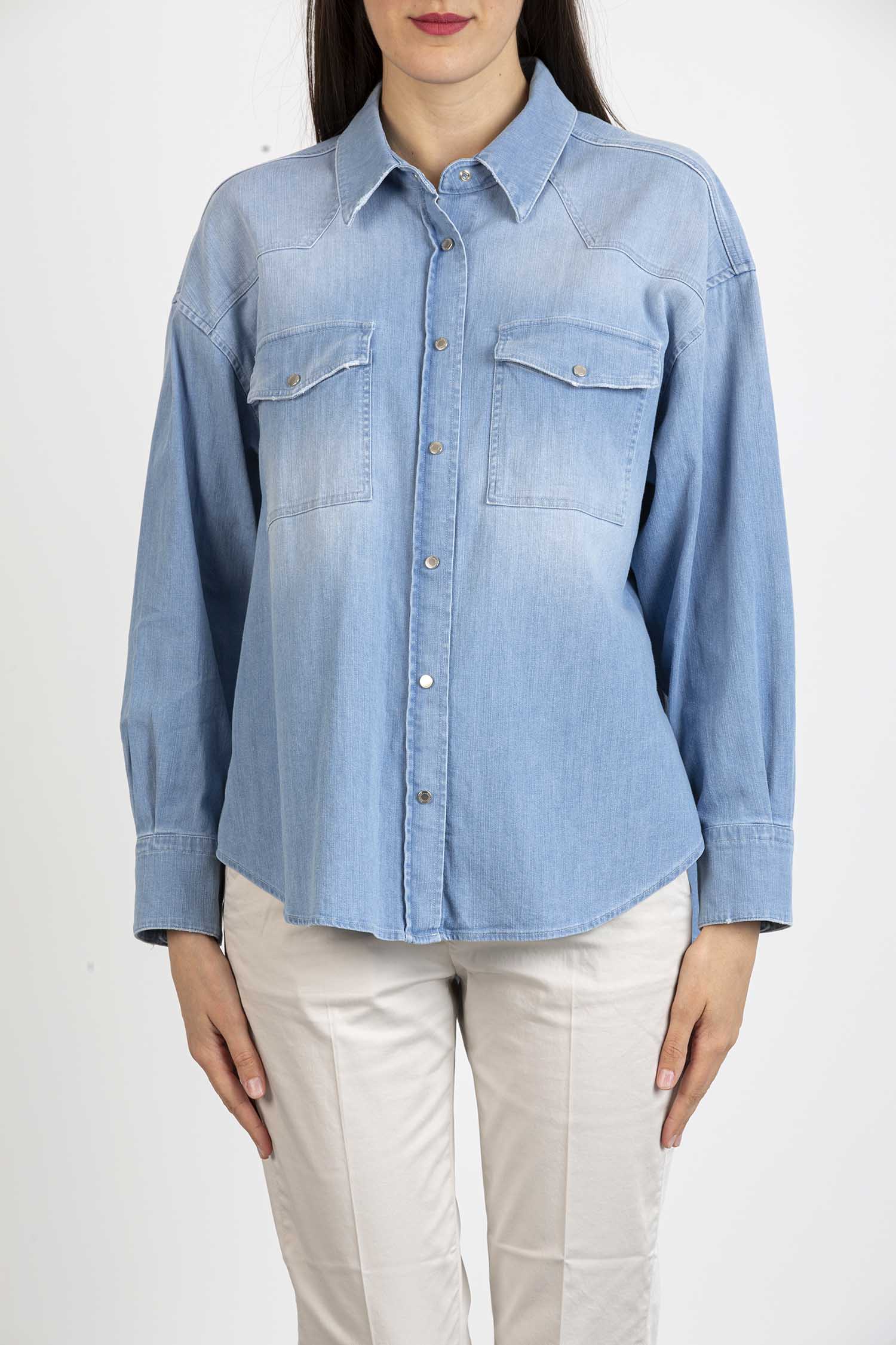 DONDUP-CAMICIA IN JEANS DONNA-DDDC233DS0259BE2 SSW