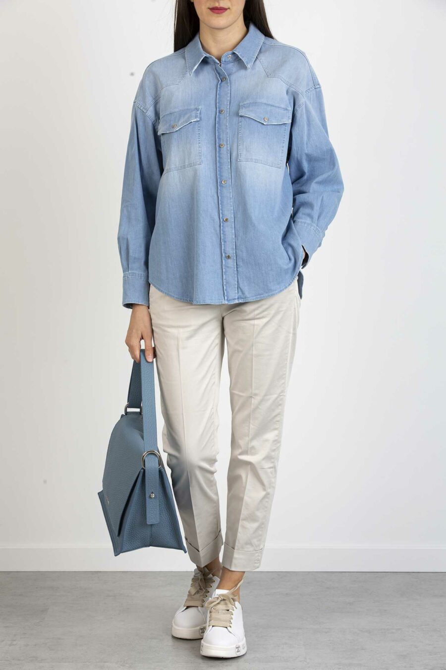 DONDUP-CAMICIA IN JEANS DONNA-DDDC233DS0259BE2 SSW