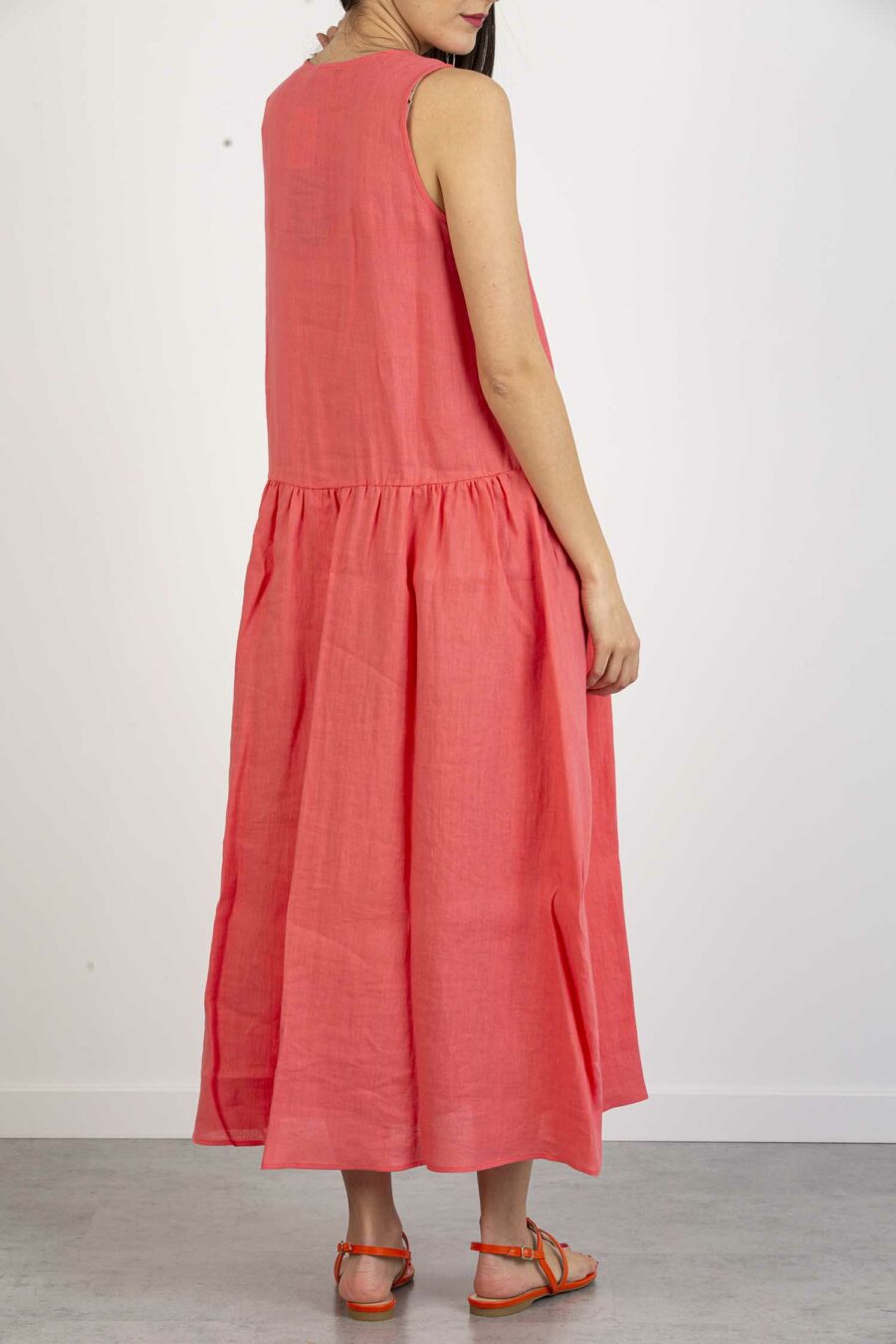 EMME MARELLA-ABITO IN LINO-EMADATTO CORAL