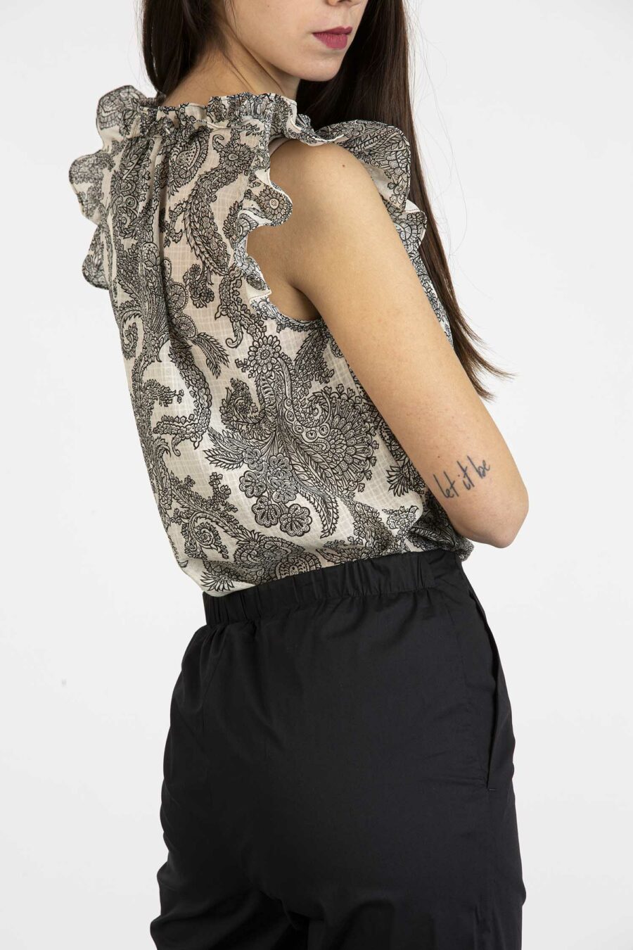 EMME MARELLA-CANOTTA FLUIDO JACQUARD STAMPATO-EMELOISE PANNA