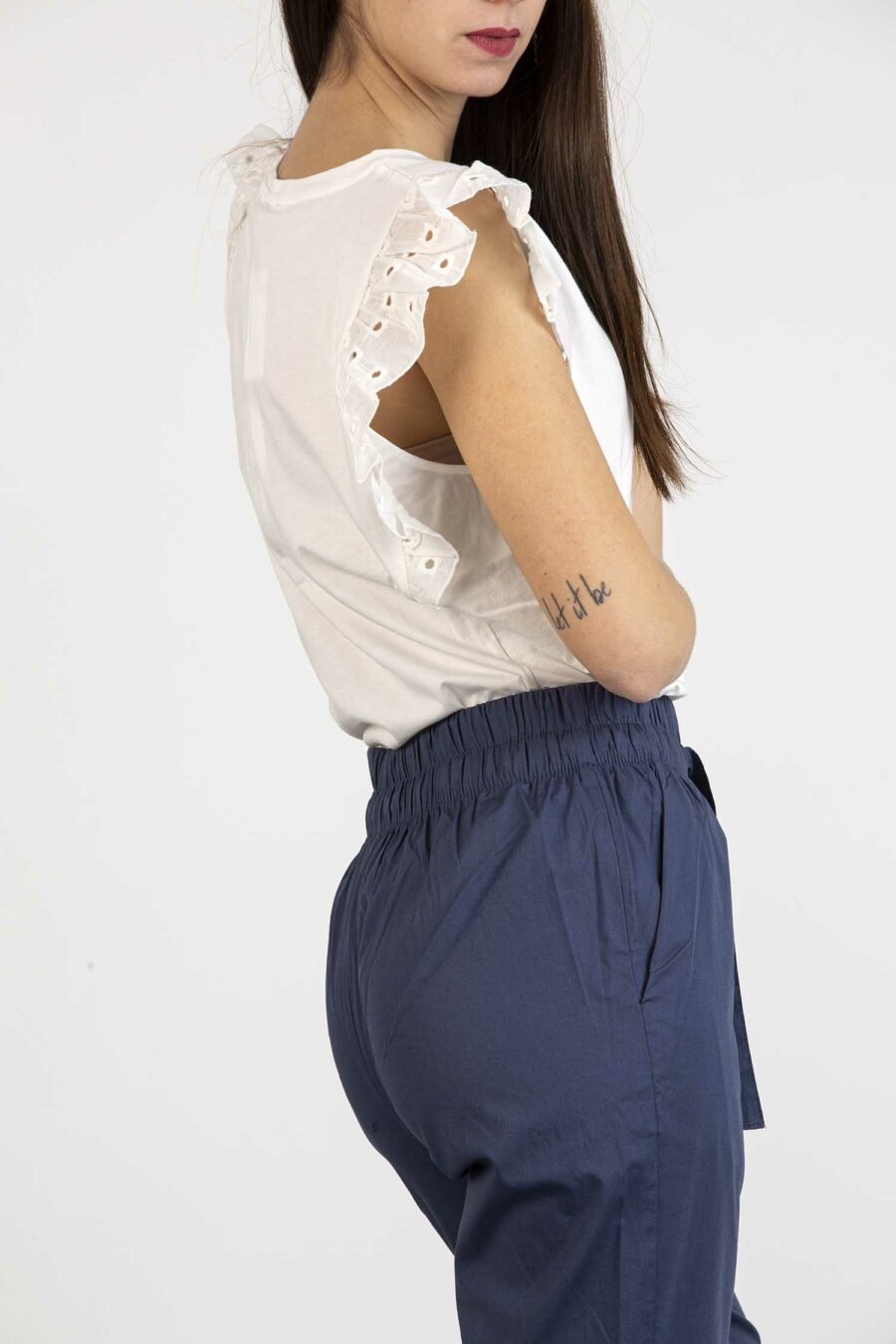 EMME MARELLA-T-SHIRT JERSEY E SANGALLO-EMROYAL BIANCO