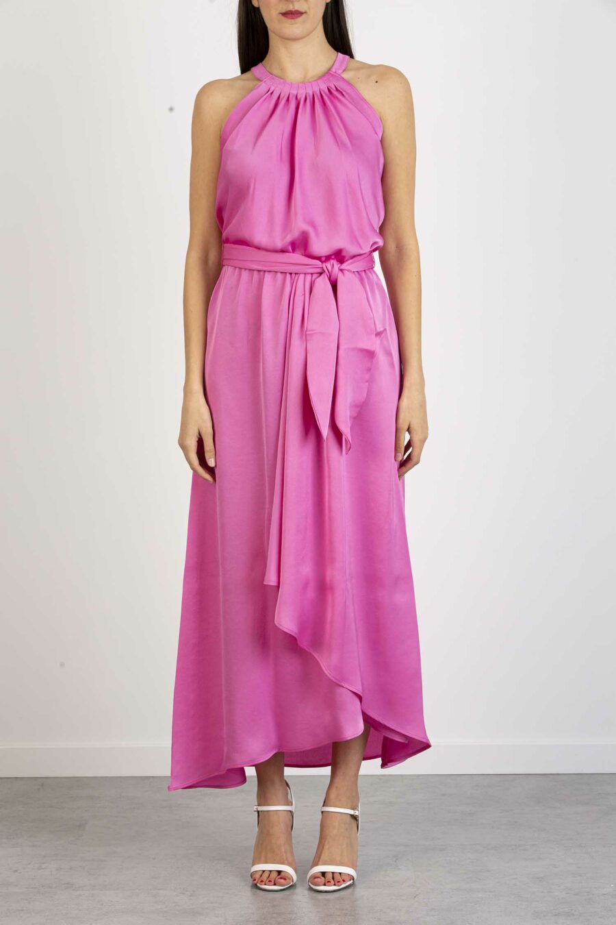 EMME MARELLA-ABITO IN RASO MARTELLATO-EMVATA FUXIA