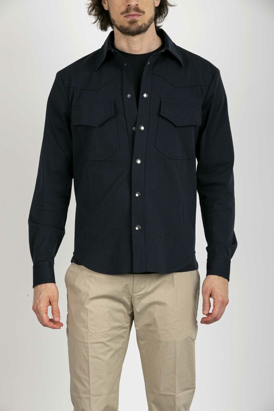 HOSIO-CAMICIA JERSY-HO409G109 BLU