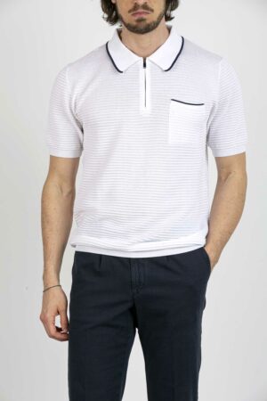 IRISH-POLO MEZZA ZIP CON TASCHINO-IRISS2205 BIANCO