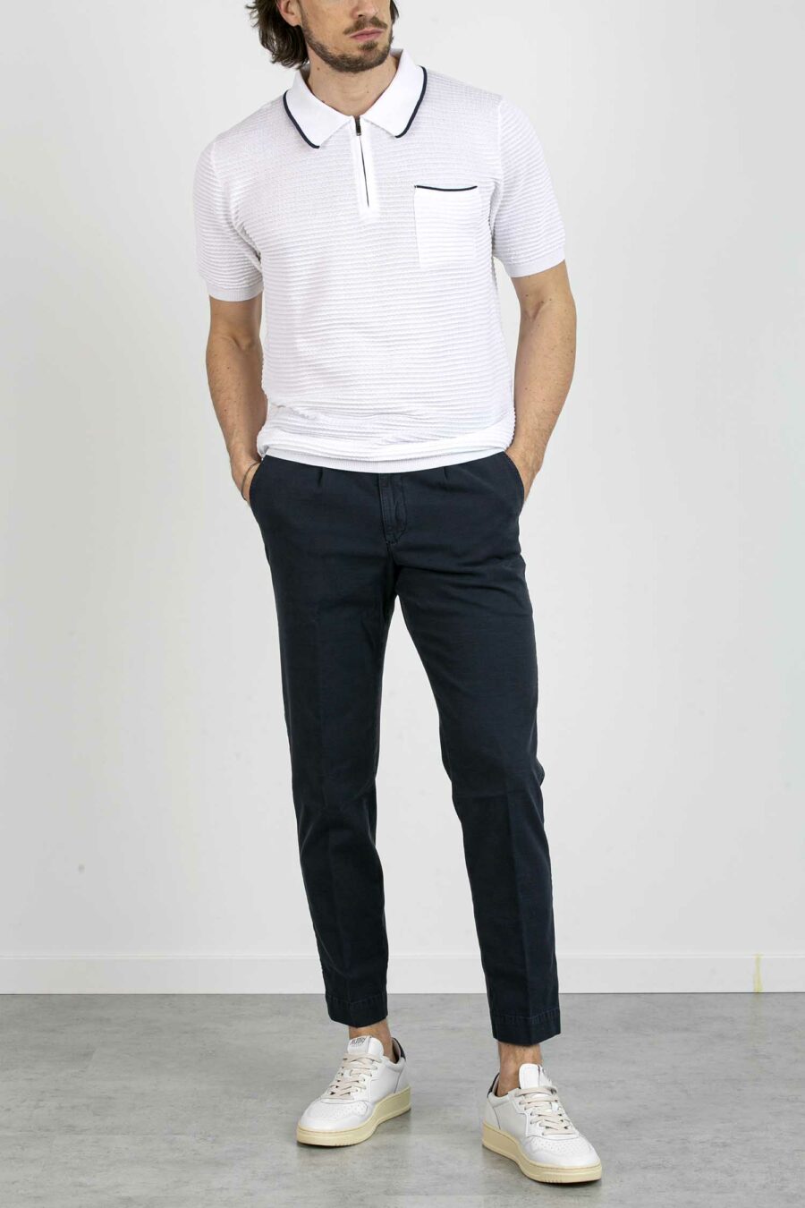 IRISH-POLO MEZZA ZIP CON TASCHINO-IRISS2205 BIANCO