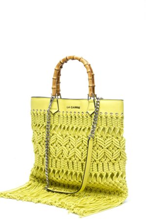 LA CARRIE-BORSA SHOPPER FRINGE WEAVING COTTON-LCMB440WCT YELLOW