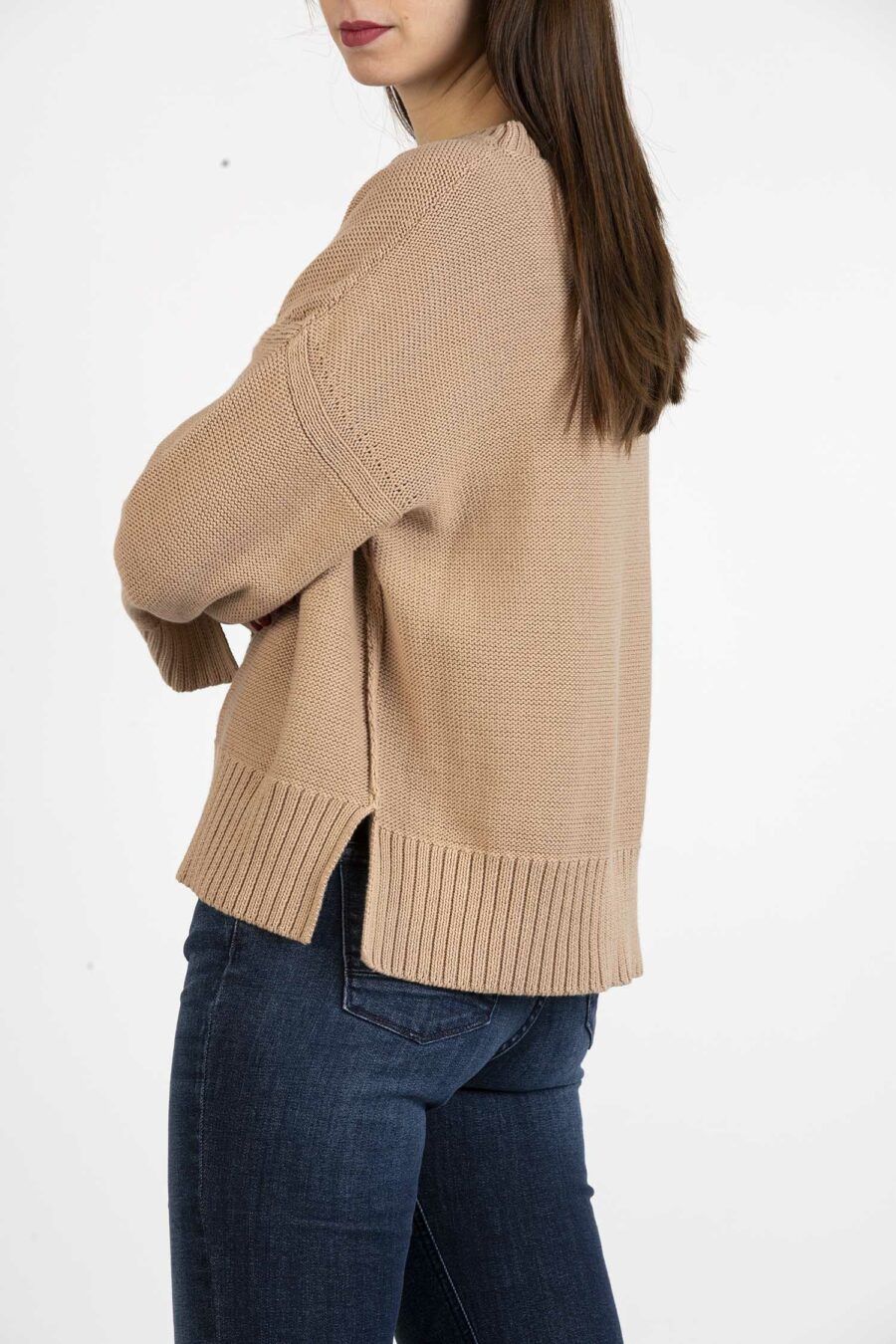 MARELLA-MAGLIA IN FILATO DI PURO COTONE CORDONETTO-MALEALE BURNT