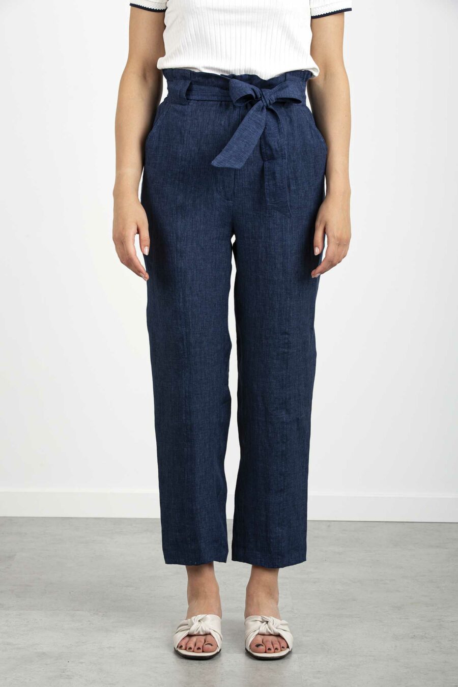 MARELLA-PANTALONE PURO LINO-MANEGRARP2 BLU