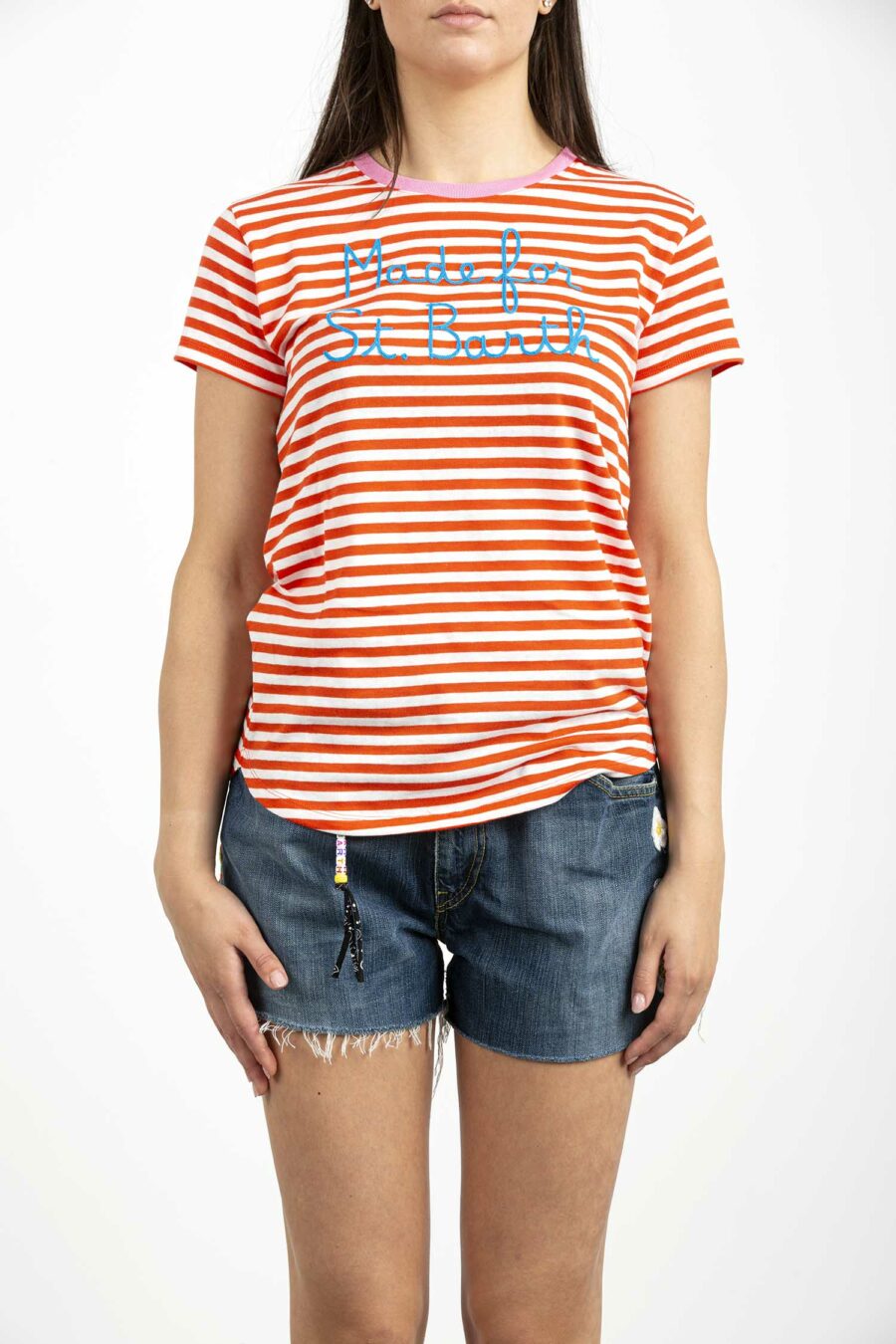 SAINT BARTH-MAGLIA MADE FOR A RIGHE ARANCIO CON RICAMO-MC2DAN000100356B ARANCIO
