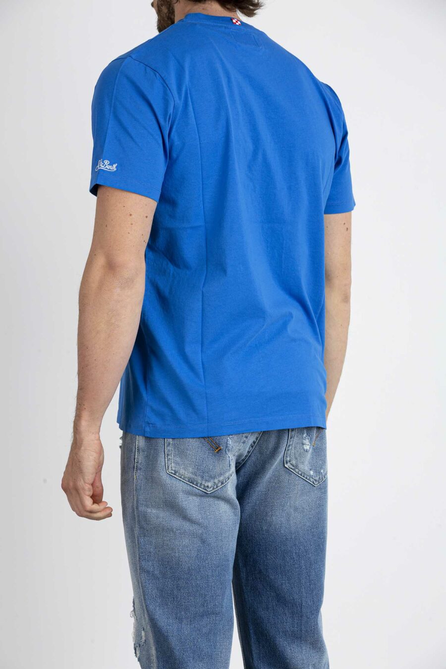 SAINT BARTH-T-SHIRT AZZURRA STAMPA SPRITZ-MC2TSHM00100463B AZZURRA