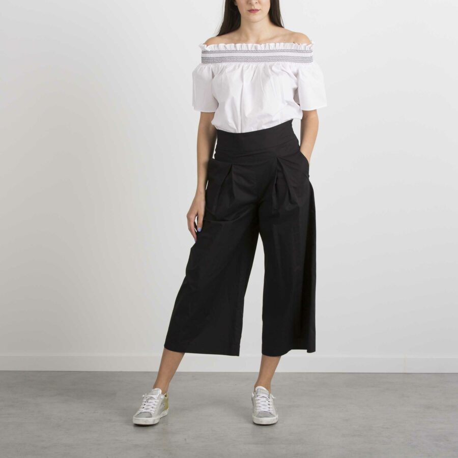 PINKO-PANTALONE POPELINE PESANTE-PKTESO4 NERO
