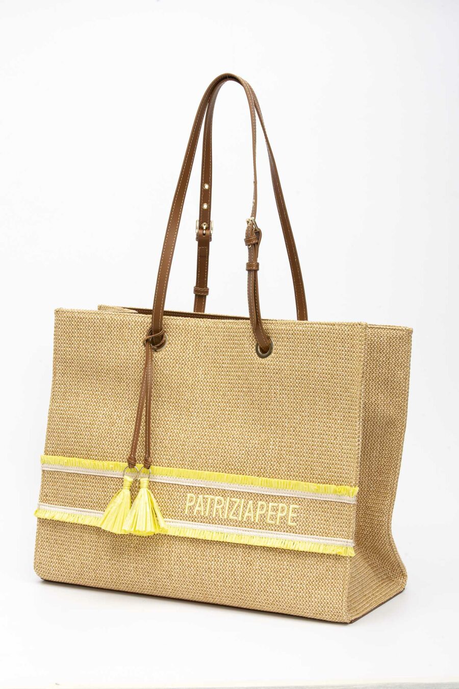 PATRIZIA PEPE-MAXILOGO TOTE STRAW-PP2B0006V004 NATYELLOW