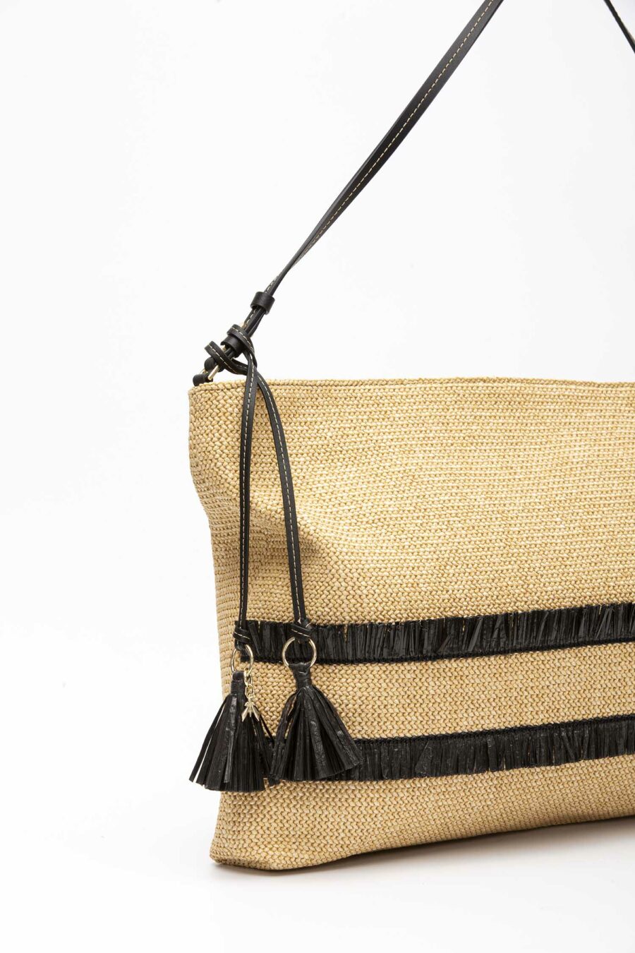 PATRIZIA PEPE-MAXILOGO TOTE STRAW-PP2B0012V004 NATBLACK