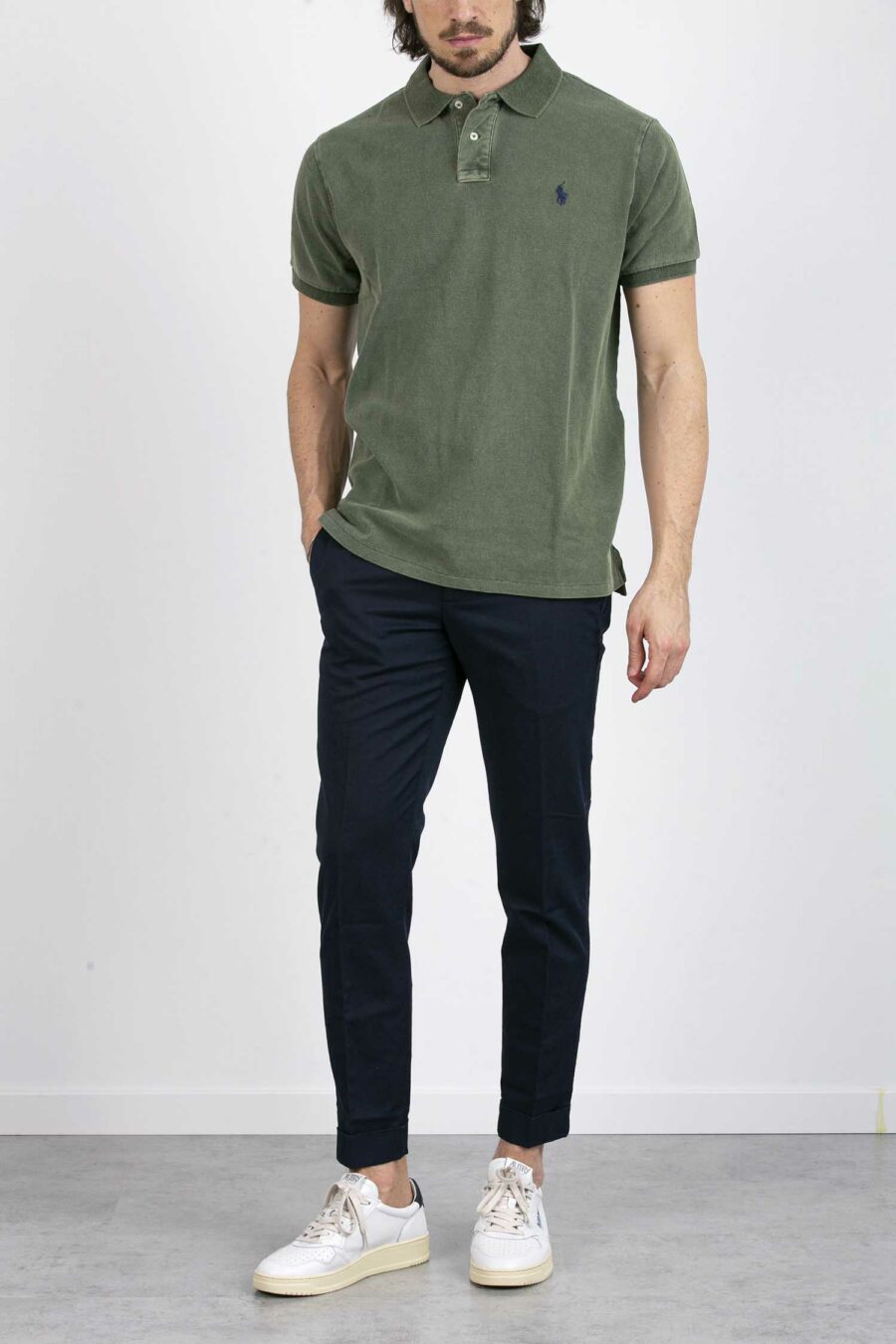 RALPH LAUREN-POLO CUSTOM SLIM FIT MESH-RL814416 OLIVE