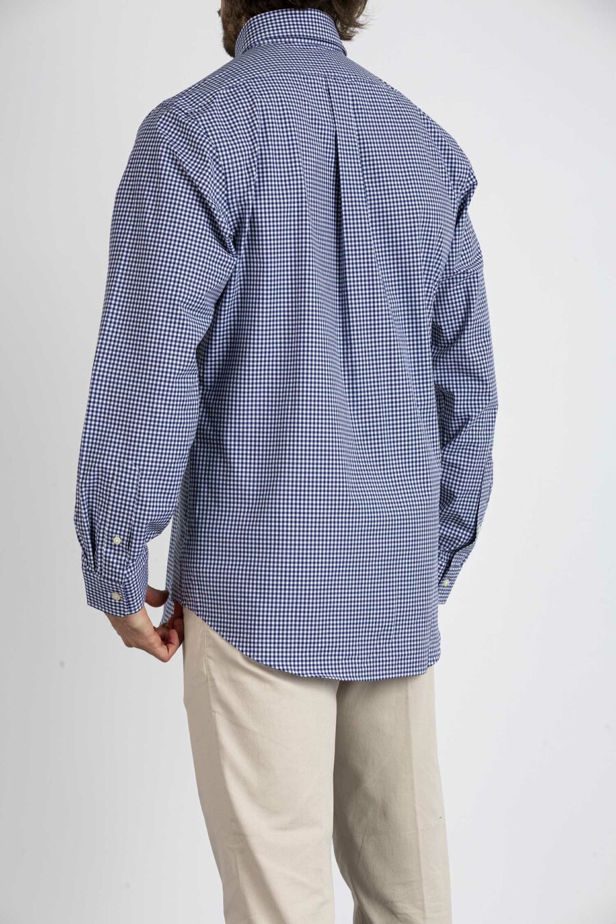 RALPH LAUREN-CAMICIA IN POPELINE ELASTICIZZATO A QUADRETTI-RL865770 NAVY
