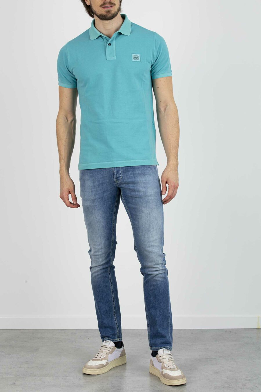 STONE ISLAND-POLO PIQUET TINTO IN CAPO-ST22S67P2 ACQUA