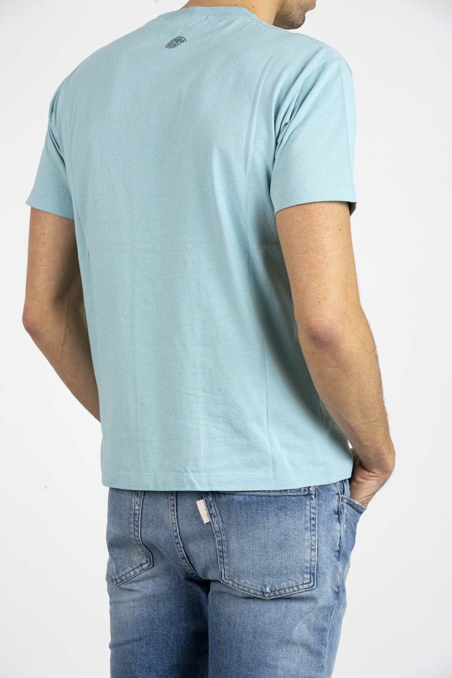 STONE ISLAND-T.SHIRT MM LOGO + RICAMO-ST2NS80 ACQUA