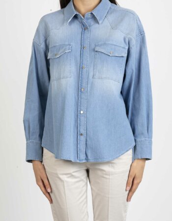 DONDUP-CAMICIA IN JEANS DONNA-DDDC233DS0259BE2 SSW