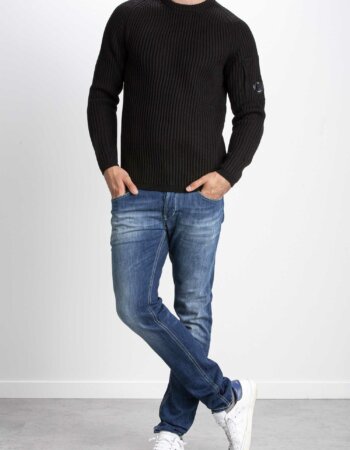 CP COMPANY-MAGLIA CREW NECK IN MERINO WOOL-CPKN204A005292A BLACK