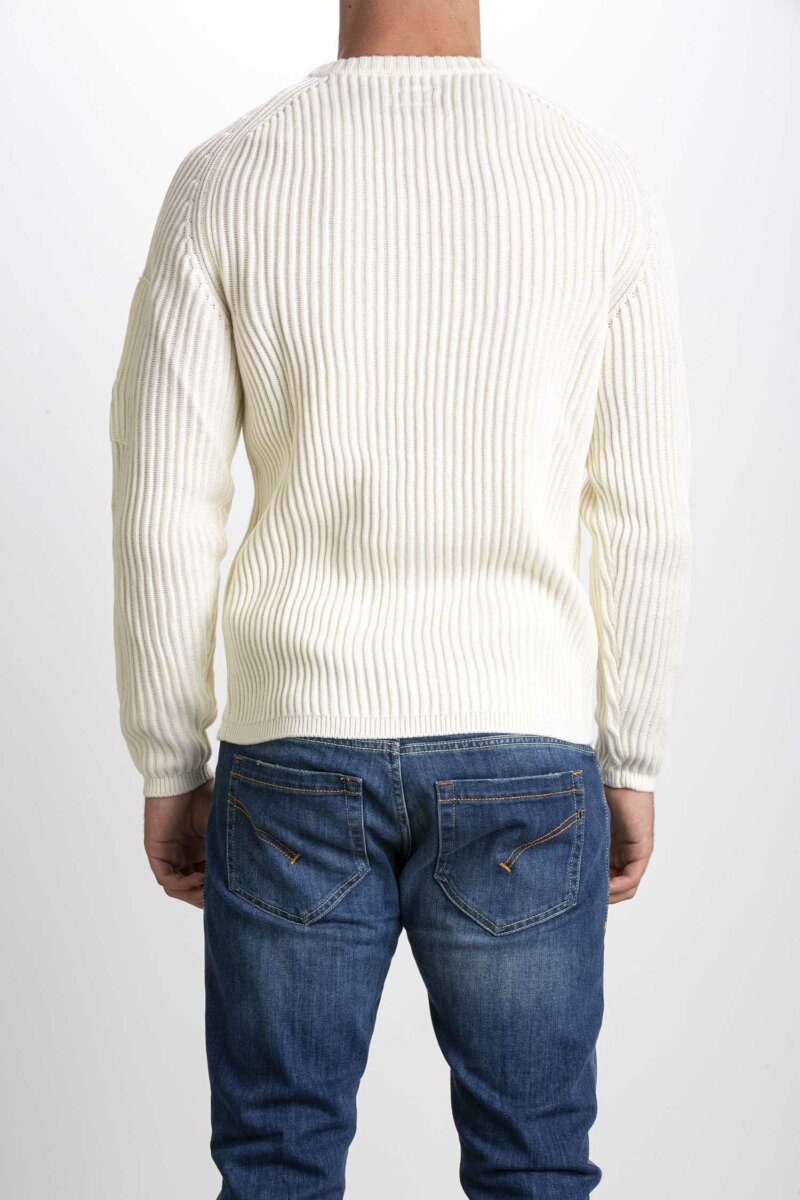 CP COMPANY-MAGLIA CREW NECK IN MERINO WOOL-CPKN204A005292A WHITE