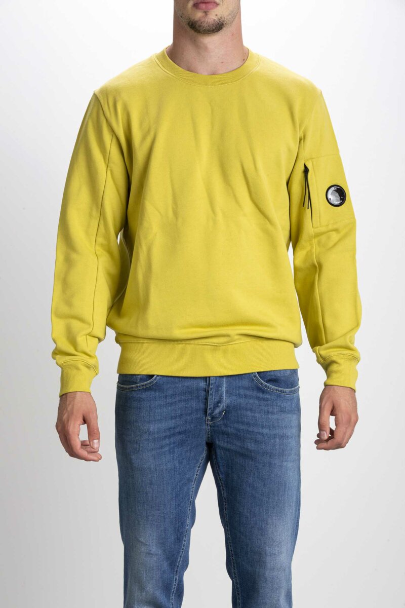 CP COMPANY-FELPA DIAGONAL RAISED FLEECE JUMPER-CPSS022A005086W GOLDEN