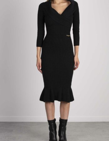 ELISABETTA FRANCHI-ABITO IN MAGLIA MIDI-EFAM04Q36E2 NERO