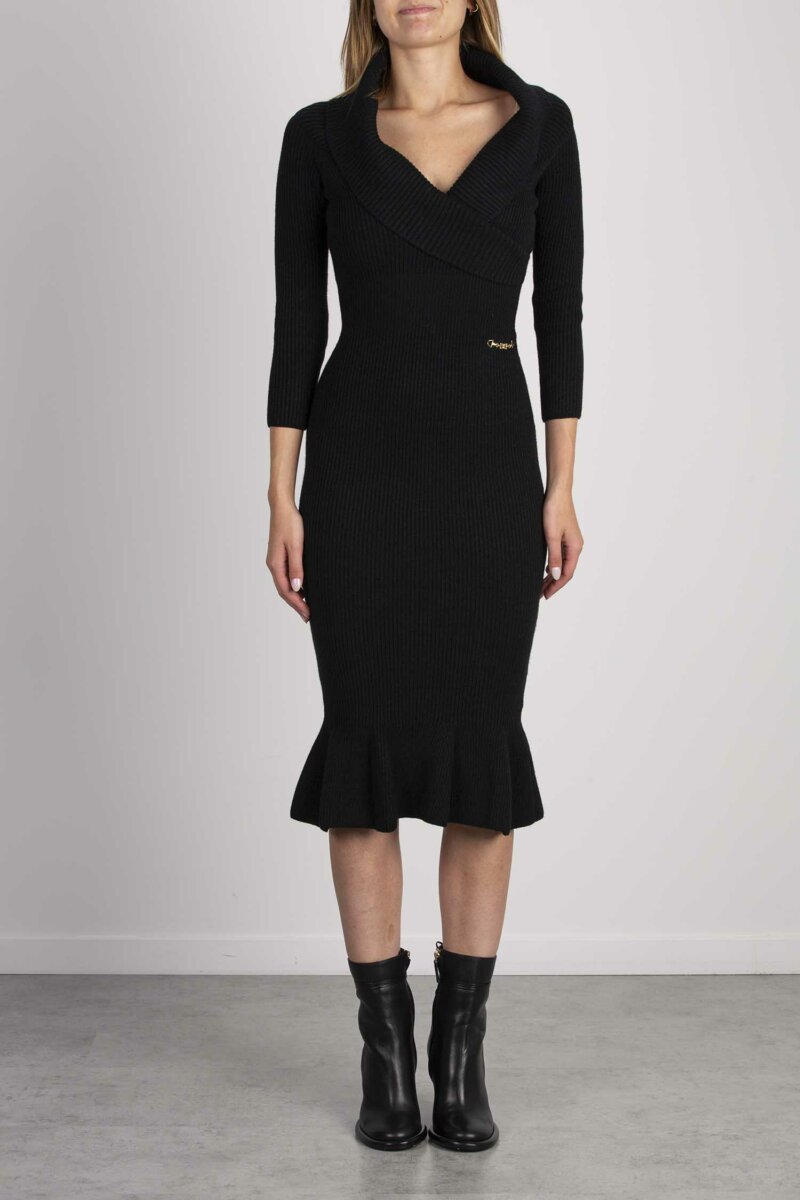 ELISABETTA FRANCHI-ABITO IN MAGLIA MIDI-EFAM04Q36E2 NERO