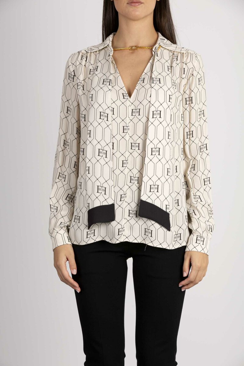 ELISABETTA FRANCHI-CAMICIA LOGATA-EFCA03437E2 BURRO