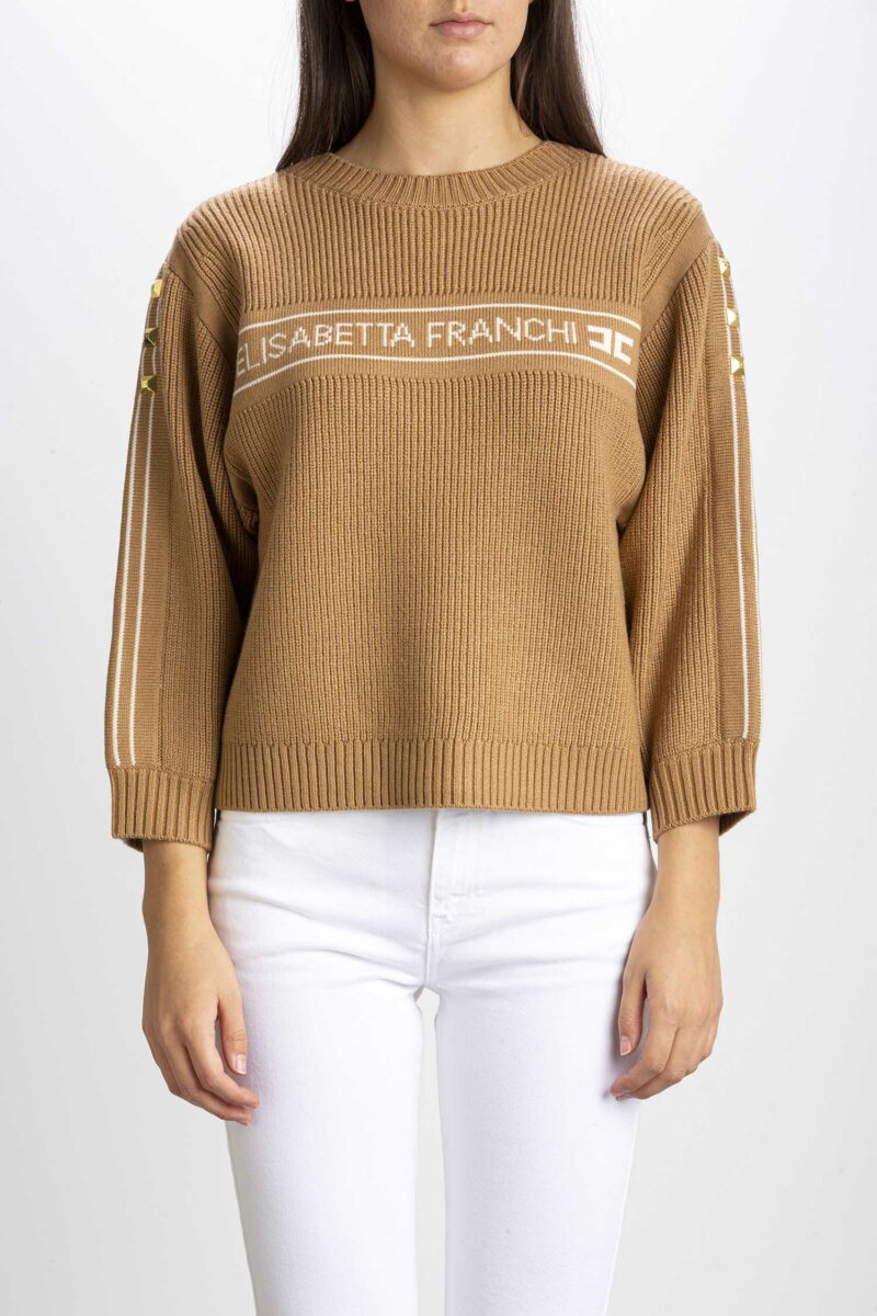 ELISABETTA FRANCHI-MAGLIA TRICOT-EFMK81S27E2 CAMMELLO