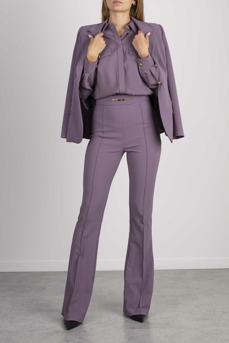 ELISABETTA FRANCHI-PANTALONE A ZAMPA ESSENTIAL-EFPA00936E2 VIOLA