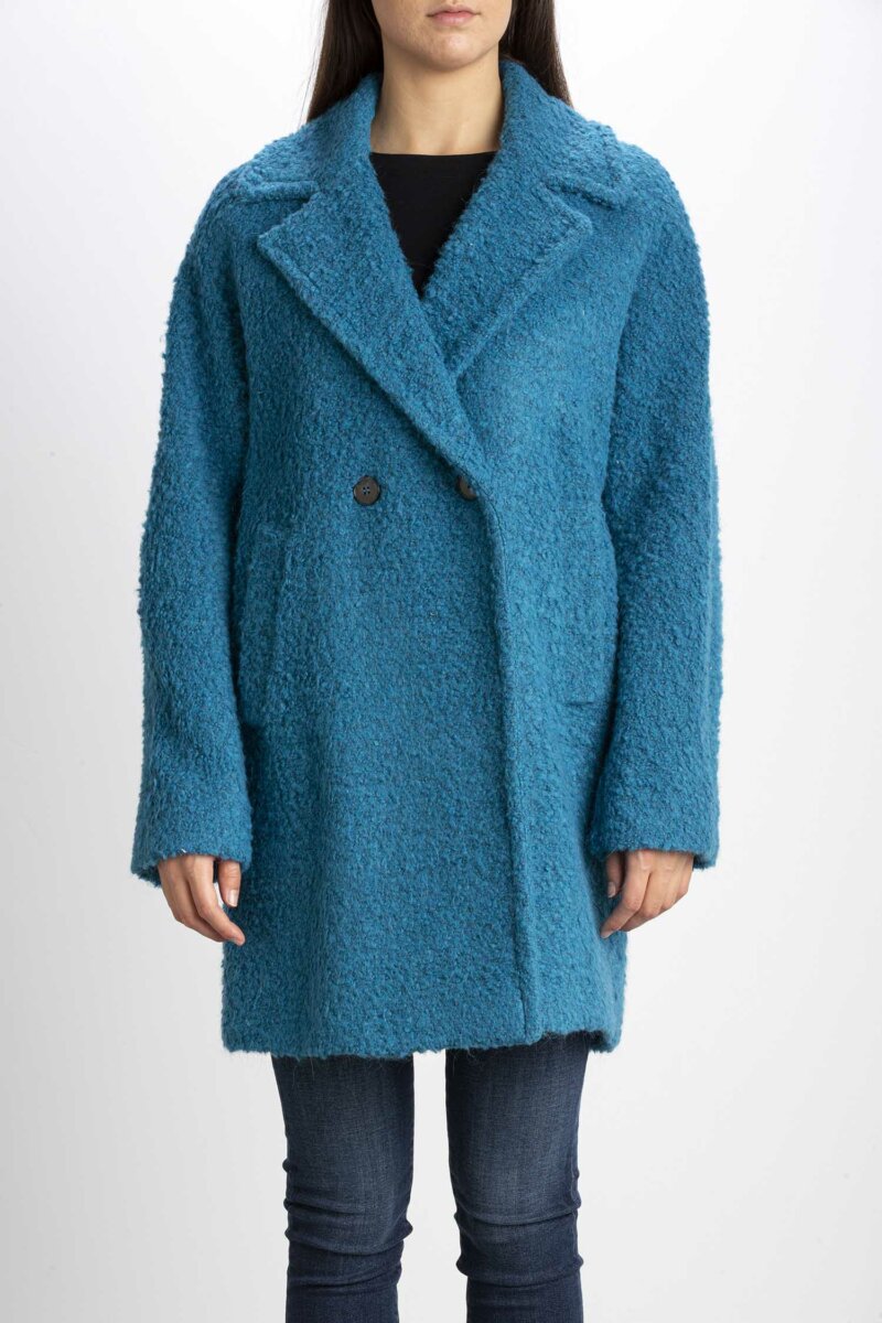 EMME MARELLA-CAPPOTTO BOUCLE'-EMGRAMMO TURCHESE