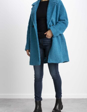 EMME MARELLA-CAPPOTTO BOUCLE'-EMGRAMMO TURCHESE