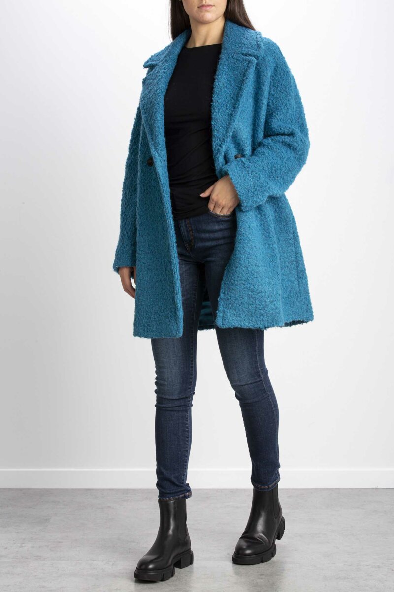 EMME MARELLA-CAPPOTTO BOUCLE'-EMGRAMMO TURCHESE