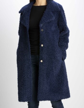 EMME MARELLA-CAPPOTTO EFFETTO PELLICCIA-EMNEUTRO BLU