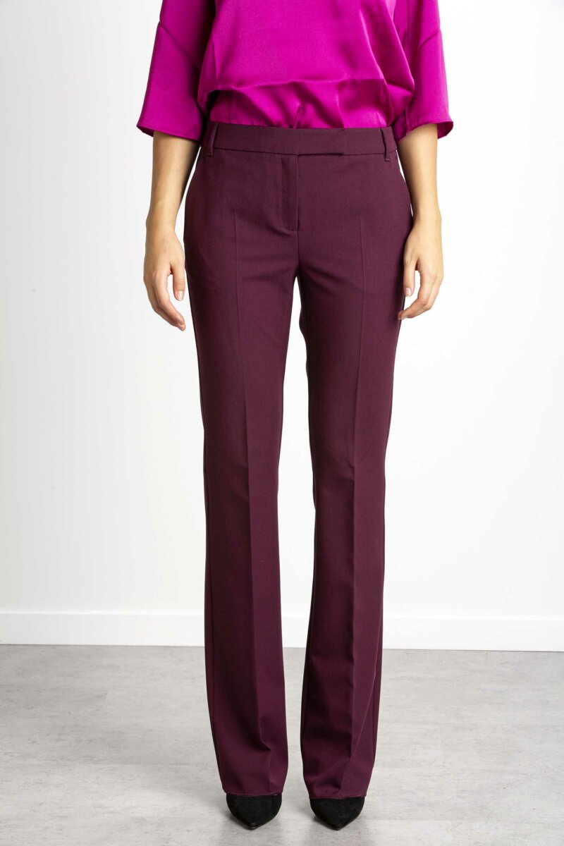 EMME MARELLA-PANTALONE LUNGO IN GABARDINA BISTRETCH-EMPAGLIA BORDEAUX