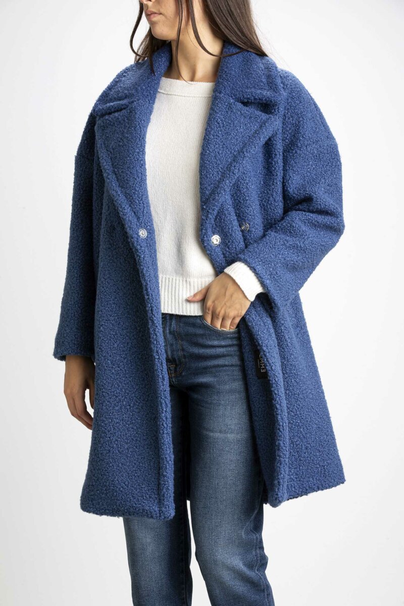 EMME MARELLA-CAPPOTTO IN JERSEY BOUCLE'-EMRITIRO BLUETTE