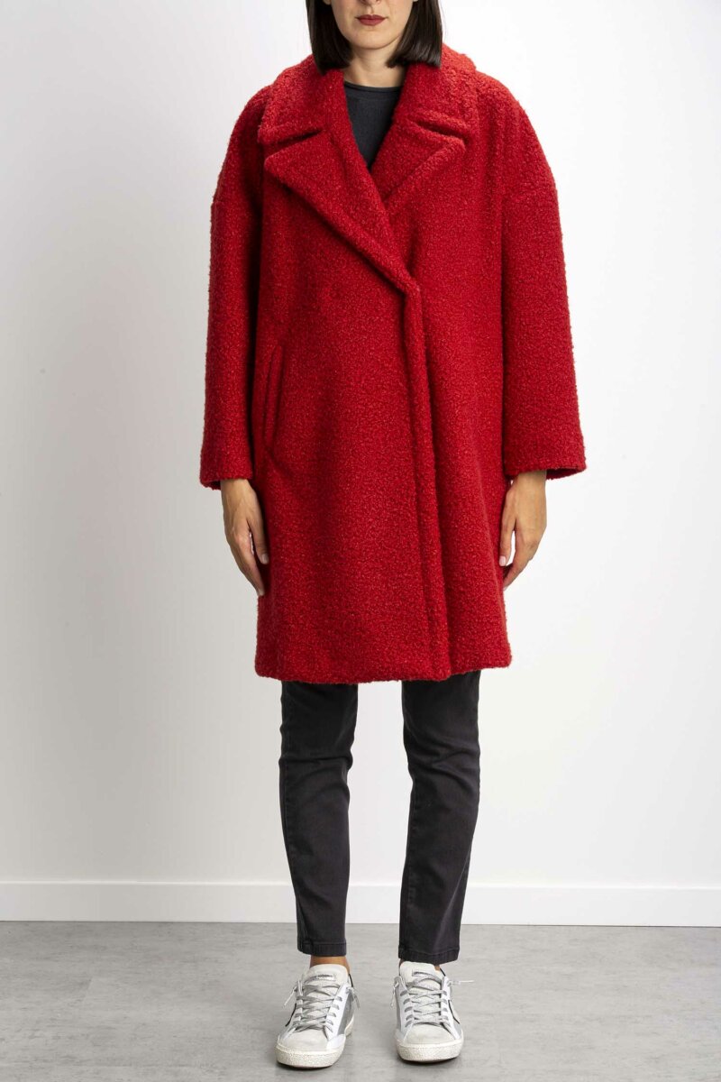 EMME MARELLA-CAPPOTTO IN JERSEY BOUCLE'-EMRITIRO MATTONE