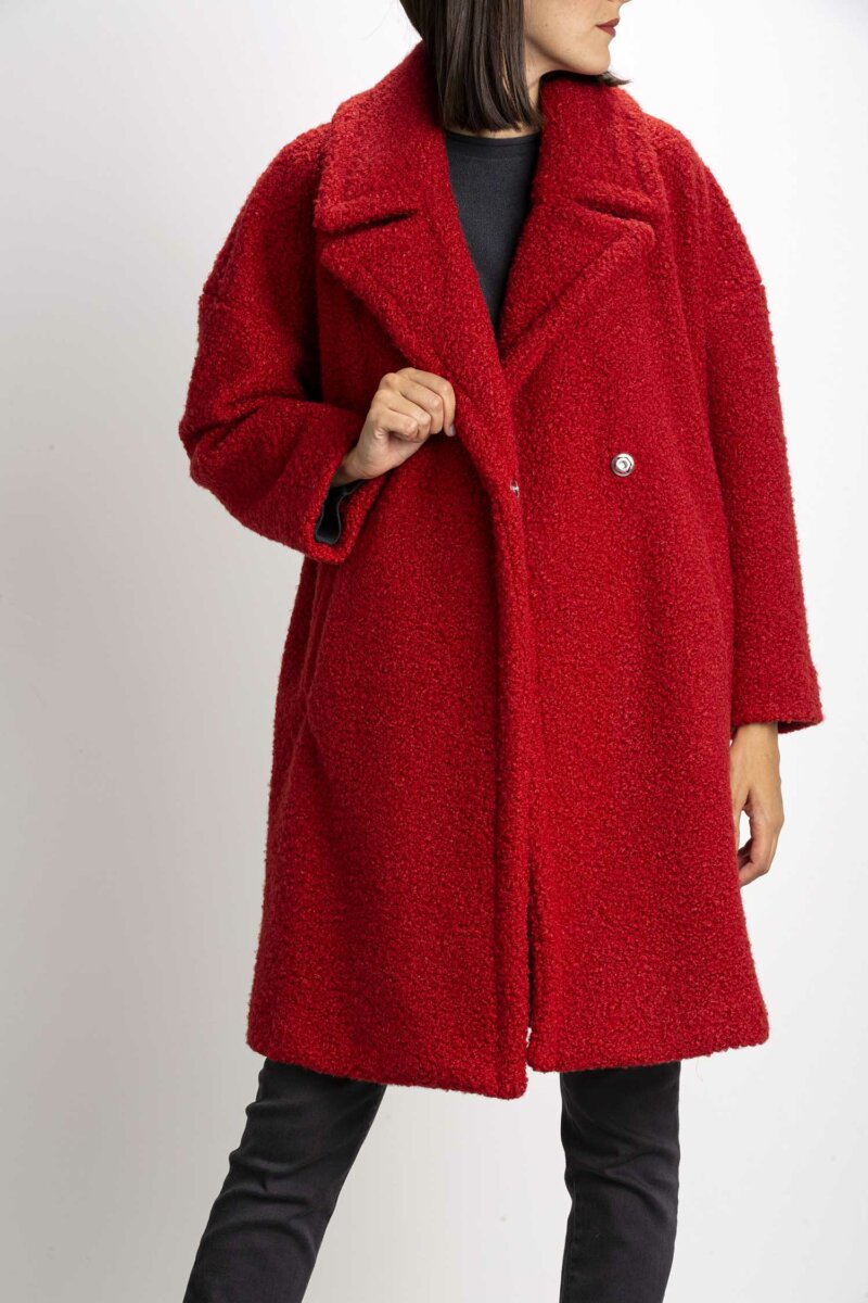 EMME MARELLA-CAPPOTTO IN JERSEY BOUCLE'-EMRITIRO MATTONE