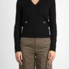 LIU JO-MAGLIA SCOLLO V M/L RIB&TWIST-LJMF3296MS99E NERO