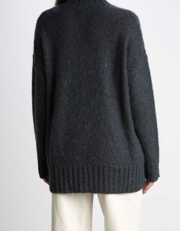 MARELLA-MJAGLIONE SCOLLO V IN ALPACA MOHAIR CON PAILLETTER-MACOLLA ANTRACITE